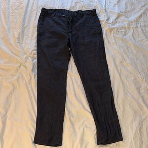 Mexx Dark Navy Blue Linen Trousers Relaxed Slim Dress Pants